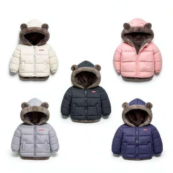 Baby Winter Coat by flower frail Fleece Jacket Soft Cotton Bear Hood-6