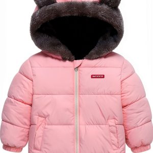 Baby Winter Coat by flower frail Fleece Jacket Soft Cotton Bear Hood-0