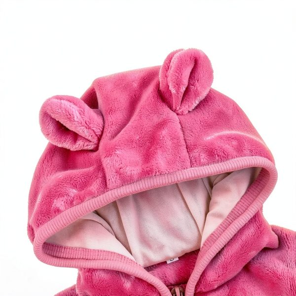 Noubeau Baby Girls Fleece Jacket Blue Pink 12-18M Cozy Cotton Blend-4