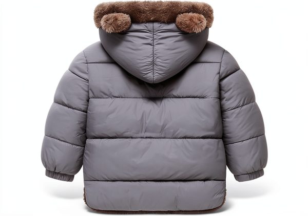 Baby Winter Coat Flower Frail Fleece Jacket Soft Cotton with Bear Hood-1