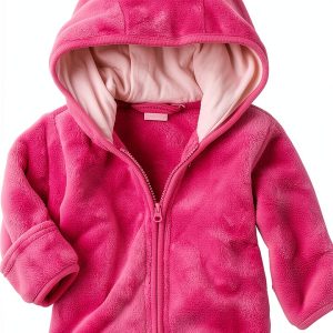 Noubeau Baby Girls Fleece Jacket Blue Pink 12-18M Cozy Cotton Blend-0