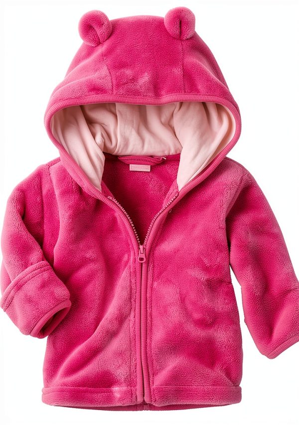 Noubeau Baby Girls Fleece Jacket Blue Pink 12-18M Cozy Cotton Blend-0