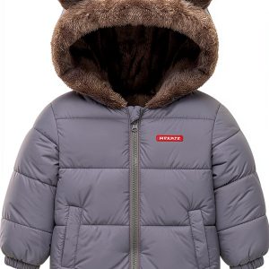 Flower Frail Baby Girls Winter Coat Grey Coat 12-18 Months Soft Fleece-0