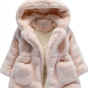 CozyKids Girls Winter Fleece Jacket Red Hooded Coat for Ages 2-6-0
