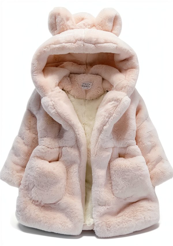CozyKids Girls Winter Fleece Jacket Red Hooded Coat for Ages 2-6-0