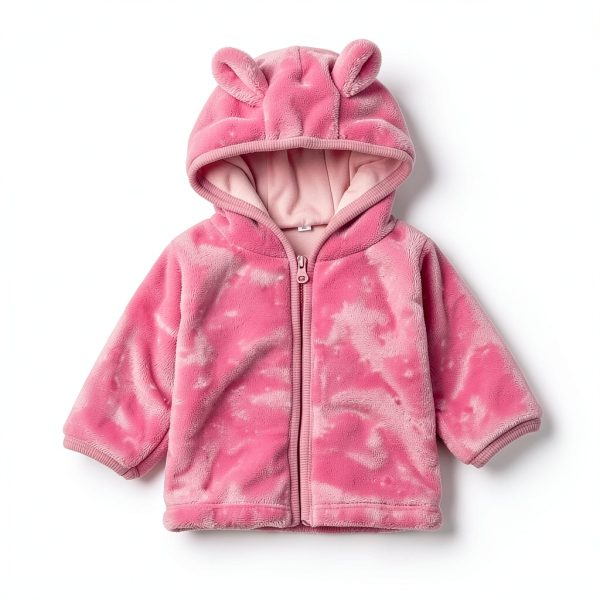 Noubeau Baby Girls Fleece Jacket Blue Pink 12-18M Cozy Cotton Blend-1