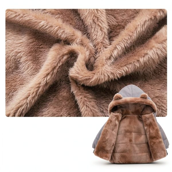 Baby Winter Coat Flower Frail Fleece Jacket Soft Cotton with Bear Hood-4