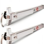 IRONWALLS 2 Packs Commercial Door Push Bar Panic Exit Device With Alarm, 27.5" Stainless Steel for Exit Doors, Emergency Hardware With Exterior Handle, Fit for 27"-41" Doors-0