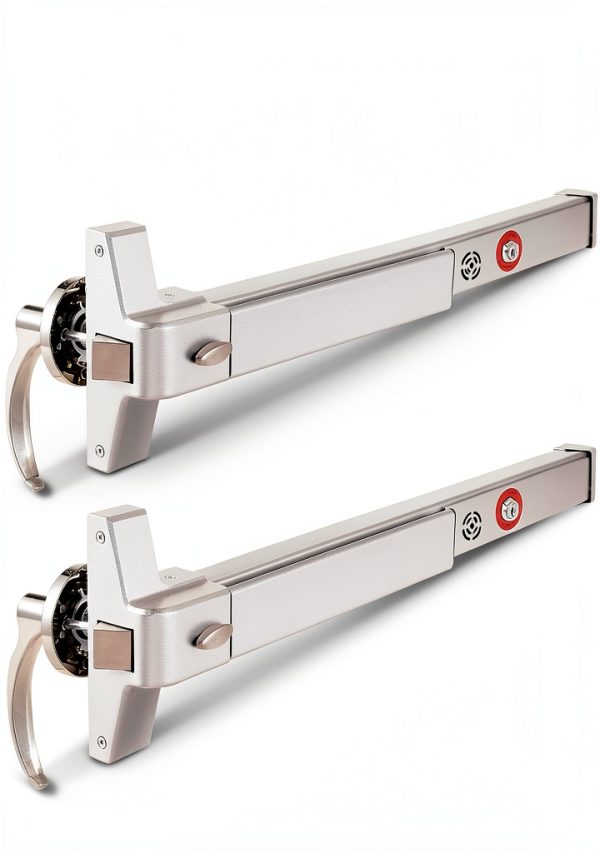 IRONWALLS 2 Packs Commercial Door Push Bar Panic Exit Device With Alarm, 27.5" Stainless Steel for Exit Doors, Emergency Hardware With Exterior Handle, Fit for 27"-41" Doors-0