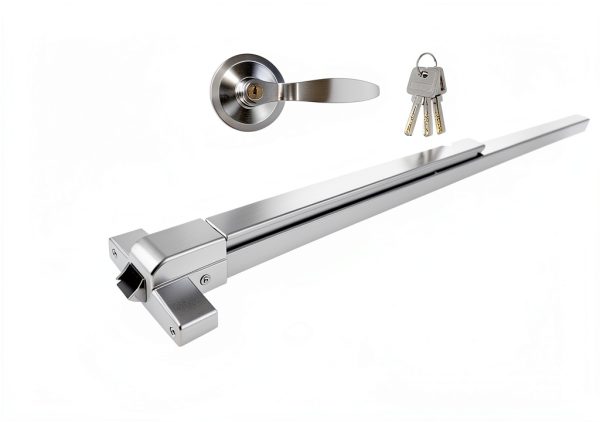 IRONWALLS Panic Bars for Exit Doors 41”, Stainless Steel Commercial Push Bar Panic Exit Device with Exterior Door Lever Handle, Push Bar Door Lock Emergency Door Hardware for 41”-53” Doors-2